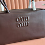 Miu Beau Medium Top-Handle Bag 29cm Dark Brown Smooth Cowhide