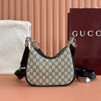 GUCCI 25S ATTACHE SHOULDER BAG 23 CM IN DARK BEIGE MIX BLACK CALFSKIN