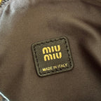 Miu Matelassé Pouch Bag 15cm Black Leather