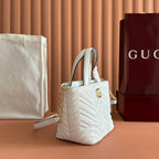 GUCCI 25S SMALL TOTE BAG 29 CM IN WHITE CALFSKIN WITH GOLD HARDWARE