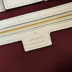 GUCCI 25S SMALL TOTE BAG 39 CM IN WHITE CALFSKIN WITH GOLD HARDWARE