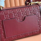 GG Padlock Handbag 20cm Burgundy GG Pattern Leather