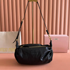Miu 25ss Large Shoulderbag 40 Black Embossed Lambskin