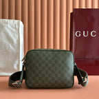GUCCI 25S SHOULDER CROSSBODY BAG 23 CM IN MOSS GREEN CALFSKIN