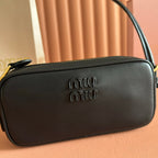 Miu Leather Pouch Bag 20cm Black Leather