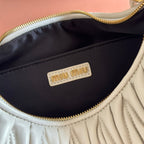 Miu Wander Matelassé Shoulder Bag 29cm White Lambskin