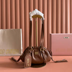 Miu Joie Shoulder Mini Bag Brown Nappa Leather