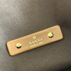 GUCCI 25S HANDBAG 46 CM IN DARK WOOD BROWN SUEDE WITH GOLD HARDWARE