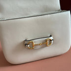 GUCCI 25S HORSEBIT 1955 MINI BAG 26 CM IN LIGHT BEIGE CALFSKIN WITH GOLD HARDWARE