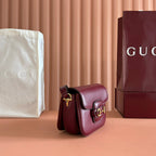 GUCCI 25S HORSEBIT 1955 MINI BAG 20 CM IN DARK RED CALFSKIN WITH GOLD HARDWARE