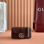 GG Marmont Mini Shoulder Bag Dark Brown Suede 272097
