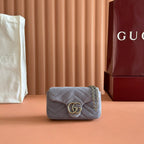 GG Marmont Mini Shoulder Bag Dusty Blue Suede 272092