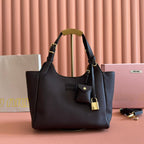 Miu 25ss Leather Bucket Bag 25.5 Black Grain Leather