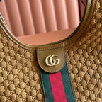 GUCCI 25S GIGLIO LARGE TOTE BAG 25 CM IN BROWN CANVAS