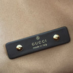 GUCCI 25S HANDBAG 46 CM IN DARK CACAO BROWN SUEDE WITH GOLD HARDWARE