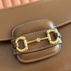 GUCCI 25S HORSEBIT 1955 MEDIUM SHOULDER BAG 22 CM IN BROWN CALFSKIN WITH GOLD HARDWARE