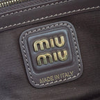 Miu Beau Tartan Top-Handle Bag 28cm Chocolate with Multicolor Wool Leather