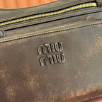 Miu Pocket Shoulder Bag Brown Calfskin