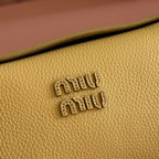 Miu Japan Pop-up Crossbody Bag 18cm Yellow Cowhide