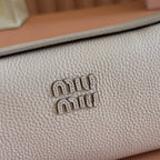 Miu Japan Pop-up Crossbody Bag 18cm Sand Cowhide