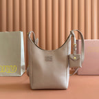Miu Leather Bucket Bag 16cm Powder Pink Grain Cowhide