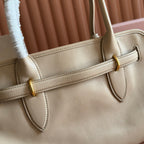 Miu Aventure Shoulder Bag 44cm Beige Nappa Leather