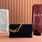 GG Medium Shoulder Bag With Chain Black GG Suede