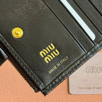 Miu 5MV017 Small Wallet Black Shiny Cowhide 280825