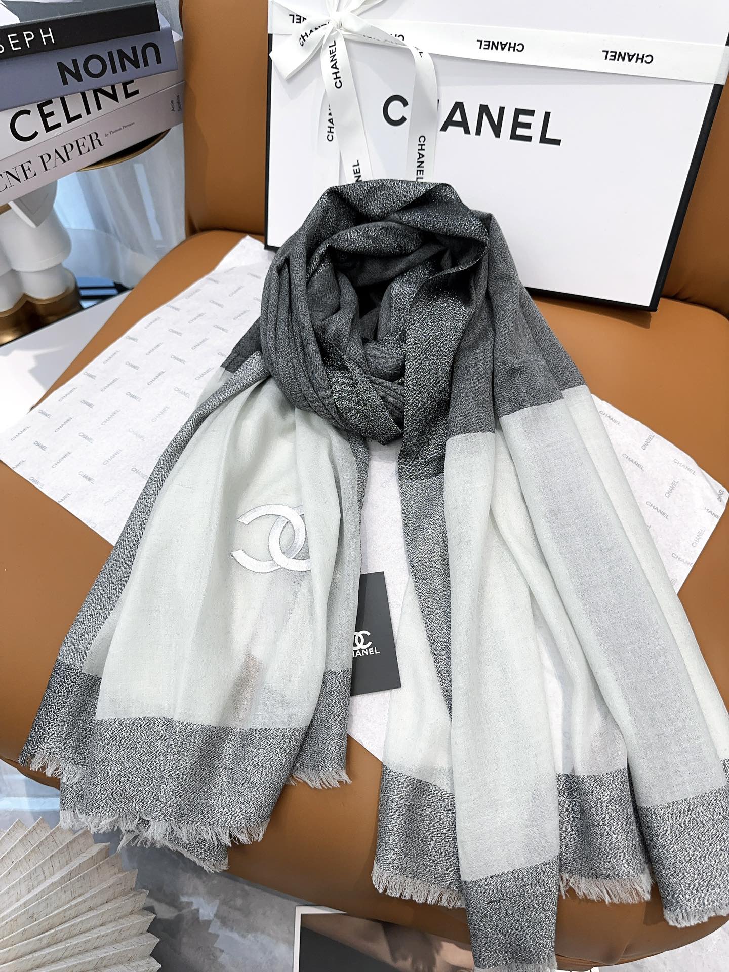 SCARF 200 CM IN MO GRAY MIX WHITE CASHMERE 402261