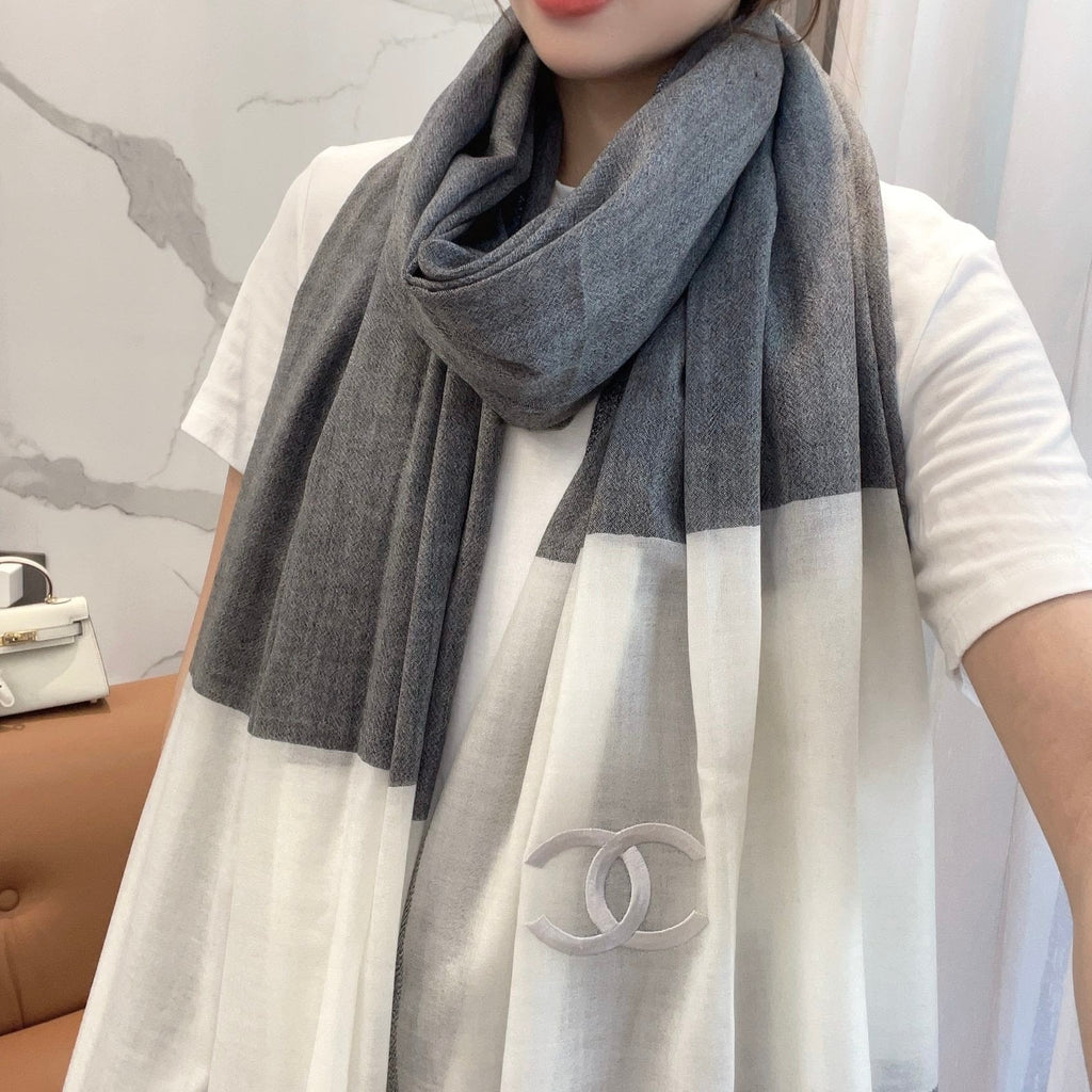 SCARF 200 CM IN MO GRAY MIX WHITE CASHMERE 402261