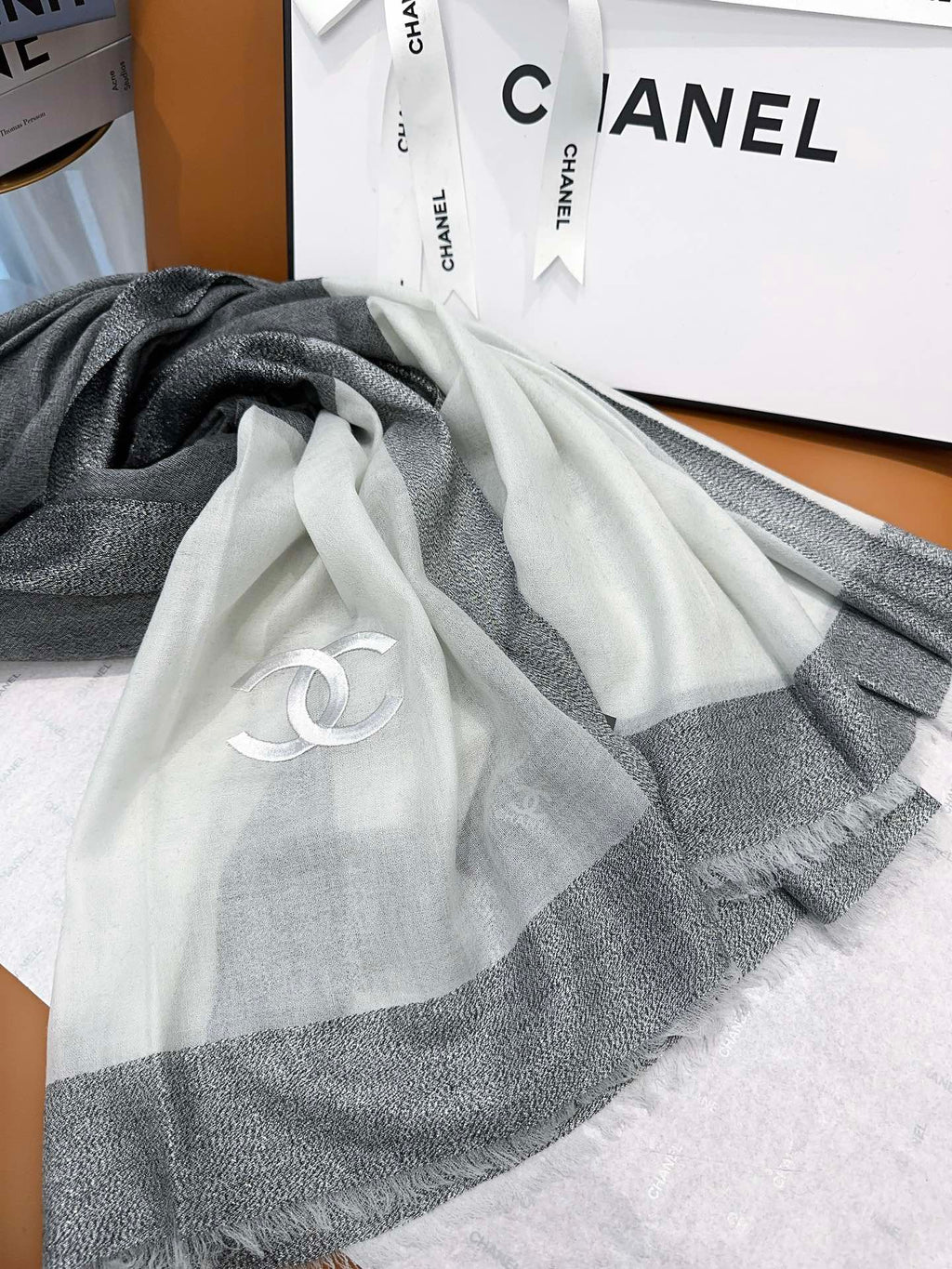 SCARF 200 CM IN MO GRAY MIX WHITE CASHMERE 402261