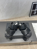 ALAIA CHUNKY TWO-STRAP SLIDES 25S IN BLACK CALFSKIN