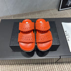 ALAIA CHUNKY TWO-STRAP SLIDES 25S IN ORANGE CALFSKIN