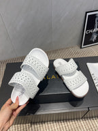 ALAIA CHUNKY TWO-STRAP SLIDES 25S IN WHITE CALFSKIN