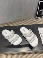 ALAIA DOUBLE-STRAP SANDALS 25S IN WHITE CALFSKIN