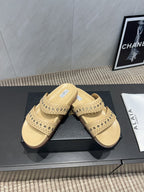 ALAIA DOUBLE-STRAP SANDALS 25S IN BEIGE CALFSKIN