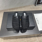 ALAIA WOVEN FLAT SHOES IN BLACK CALFSKIN STYLE 5