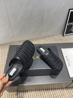 ALAIA WOVEN FLAT SHOES IN BLACK CALFSKIN STYLE 5