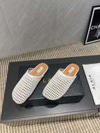 ALAIA WOVEN FLAT SHOES IN WHITE CALFSKIN STYLE 4