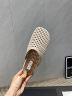 ALAIA WOVEN FLAT SHOES IN CREAM WHITE CALFSKIN STYLE 3