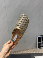 ALAIA WOVEN FLAT SHOES IN GOLD CALFSKIN STYLE 2