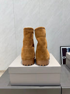 BALENCIAGA 25S LOW ANKLE BOOTS PLATFORM HEEL IN BROWN SUEDE STYLE 7