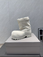 BALENCIAGA 25S LOW ANKLE BOOTS PLATFORM HEEL IN WHITE SUEDE STYLE 2