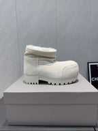 BALENCIAGA 25S LOW ANKLE BOOTS PLATFORM HEEL IN WHITE SUEDE STYLE 1