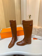 HM 25S RIDING BOOTS IN BROWN LAMBSKIN WITH SILVER HARDWARE