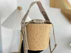 Chloe Woody straw bucket bag 16cm beige raffia
