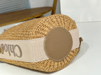 Chloe Woody straw bucket bag 16cm beige raffia