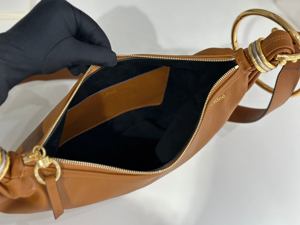 Chloe Small Bracelet 32cm Hobo Bag Brown Grained Calfskin