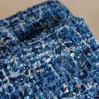CHANEL 25S FLAP BAG 21 CM IN BLUE SEQUINED TWEED WITH GOLD HARDWARE