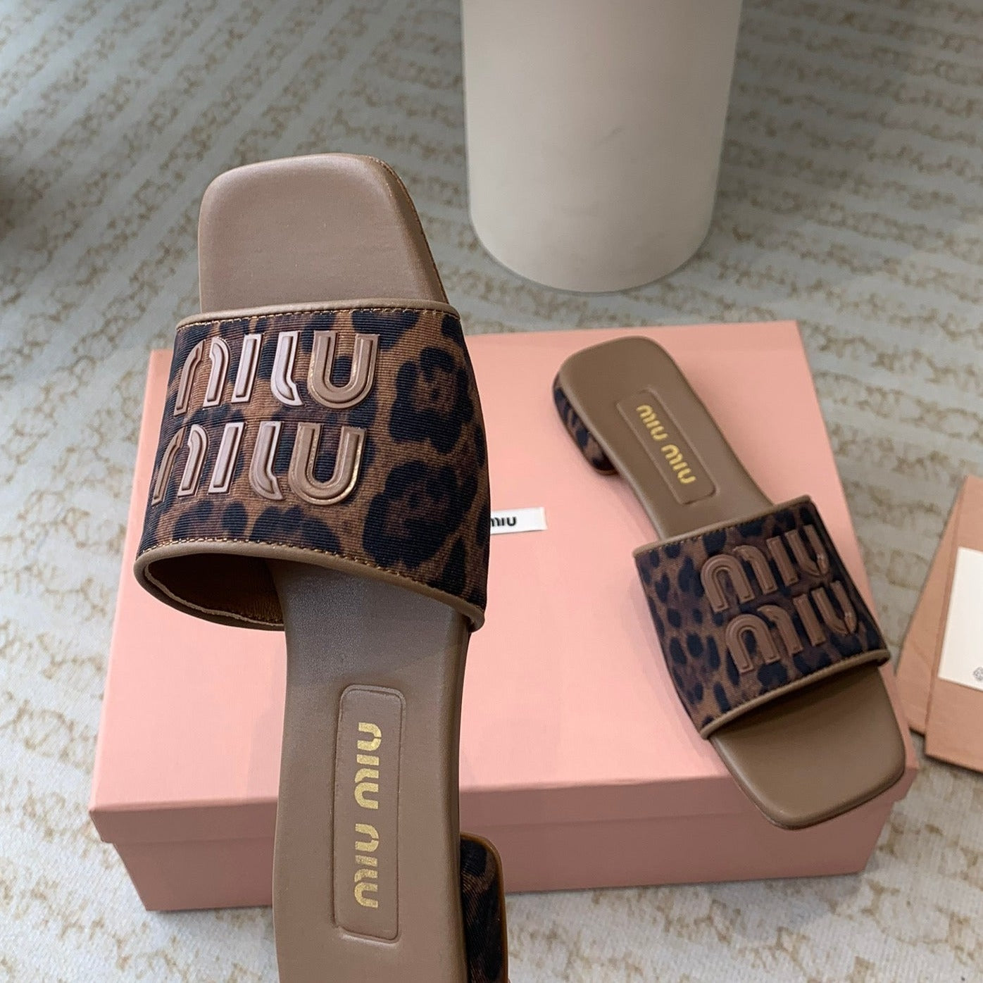 Women's Coffee Denim Slippers With Brown Straps